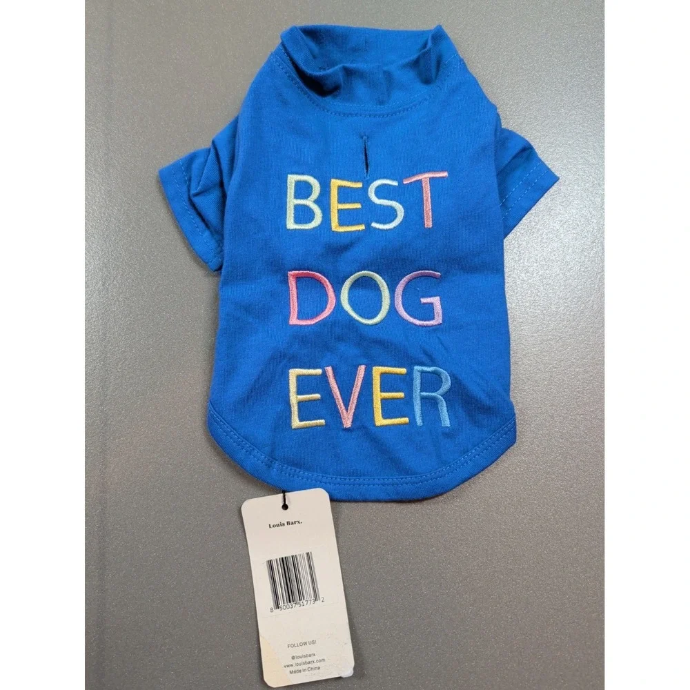 Louis Barx Best Dog Ever Blue Cotton Pet T-Shirt Size Small‎ Embroidered Shirt